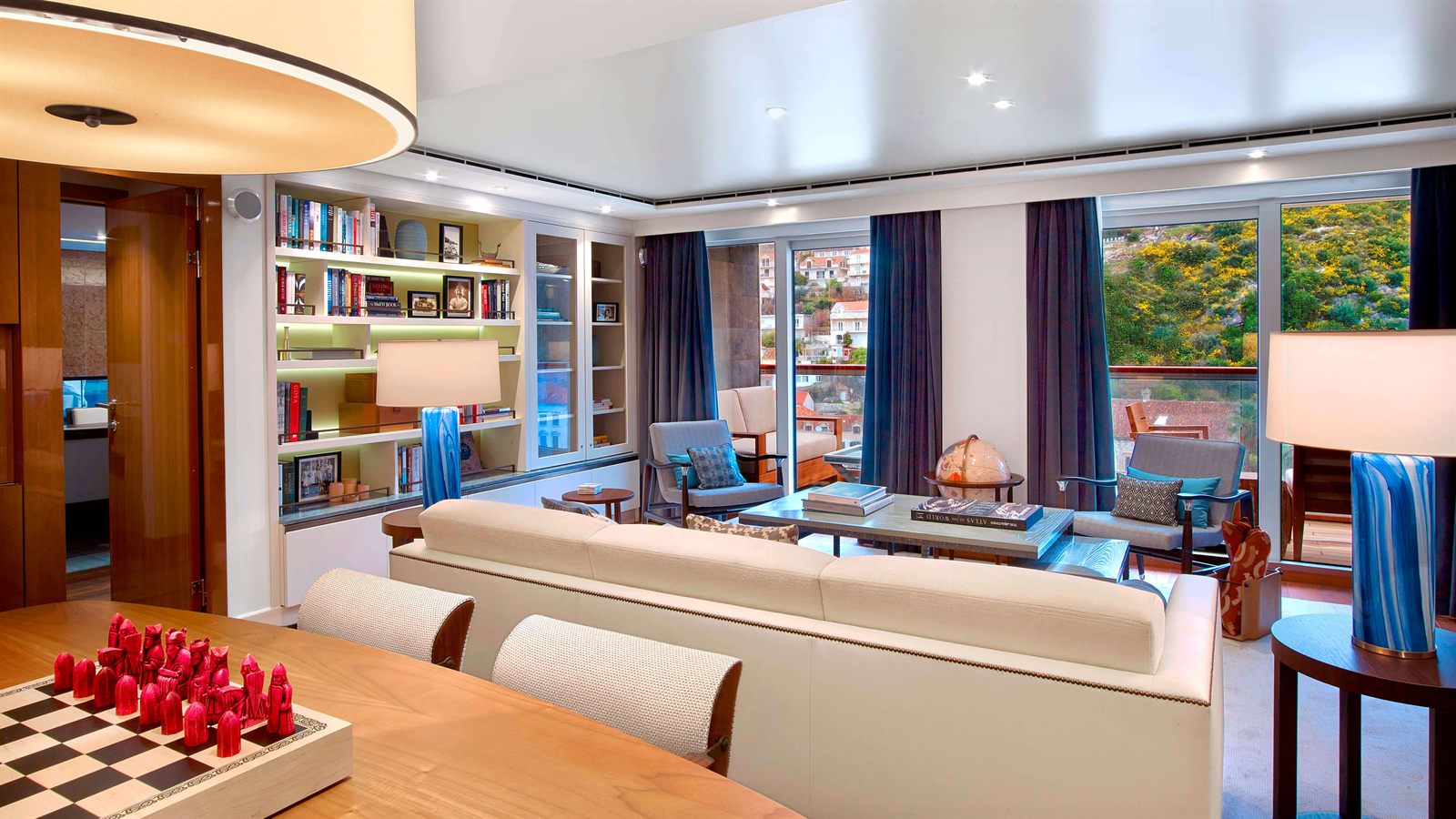Spacious cruise ship suite living room