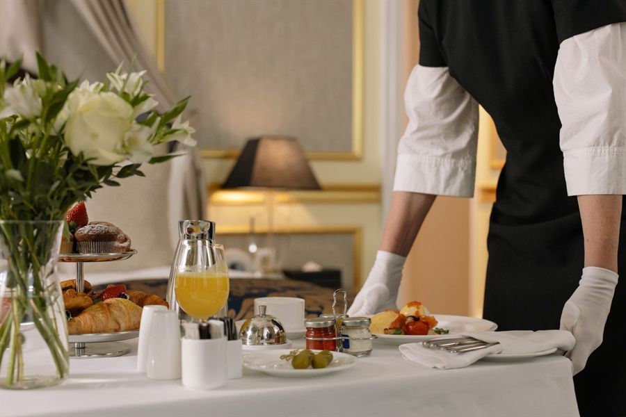 Room service tray being delivered